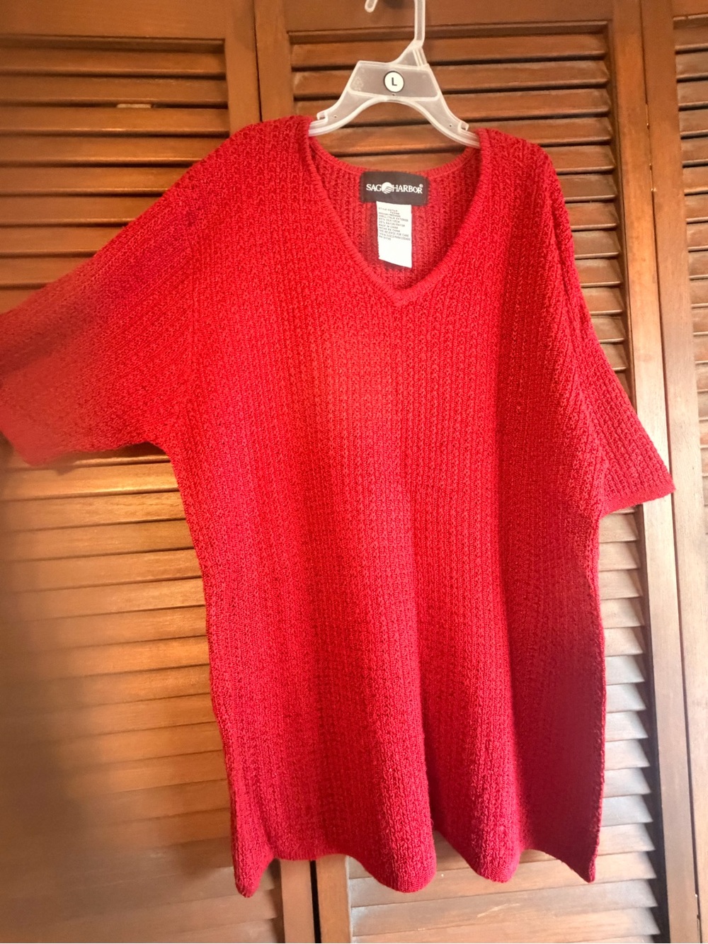 Sag Harbor Bright Red V-Neck Pullover Sweater